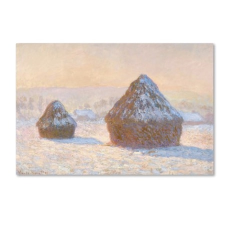 Monet 'Wheatstacks Snow Effect In Morning' Canvas Art,16x24